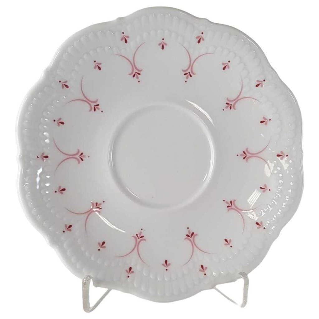 [45813115] Untertasse für Kaffee 14,2 cm Schirnding Bavaria Opera rosa Dekor gebraucht - gut