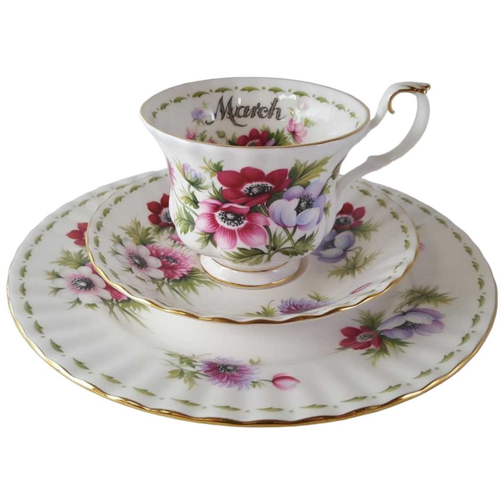 [45813122] Kaffeegedeck 3tlg Royal Albert Anemones March gebraucht - sehr gut