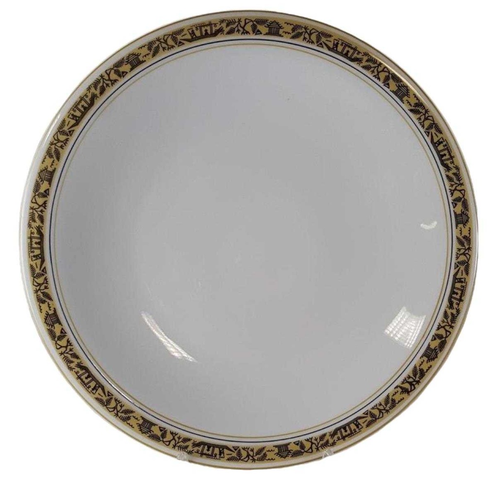 [45813149] Speiseteller Essteller 24 cm Volkstedt Gelb Schwarz Dekor gebraucht - gut