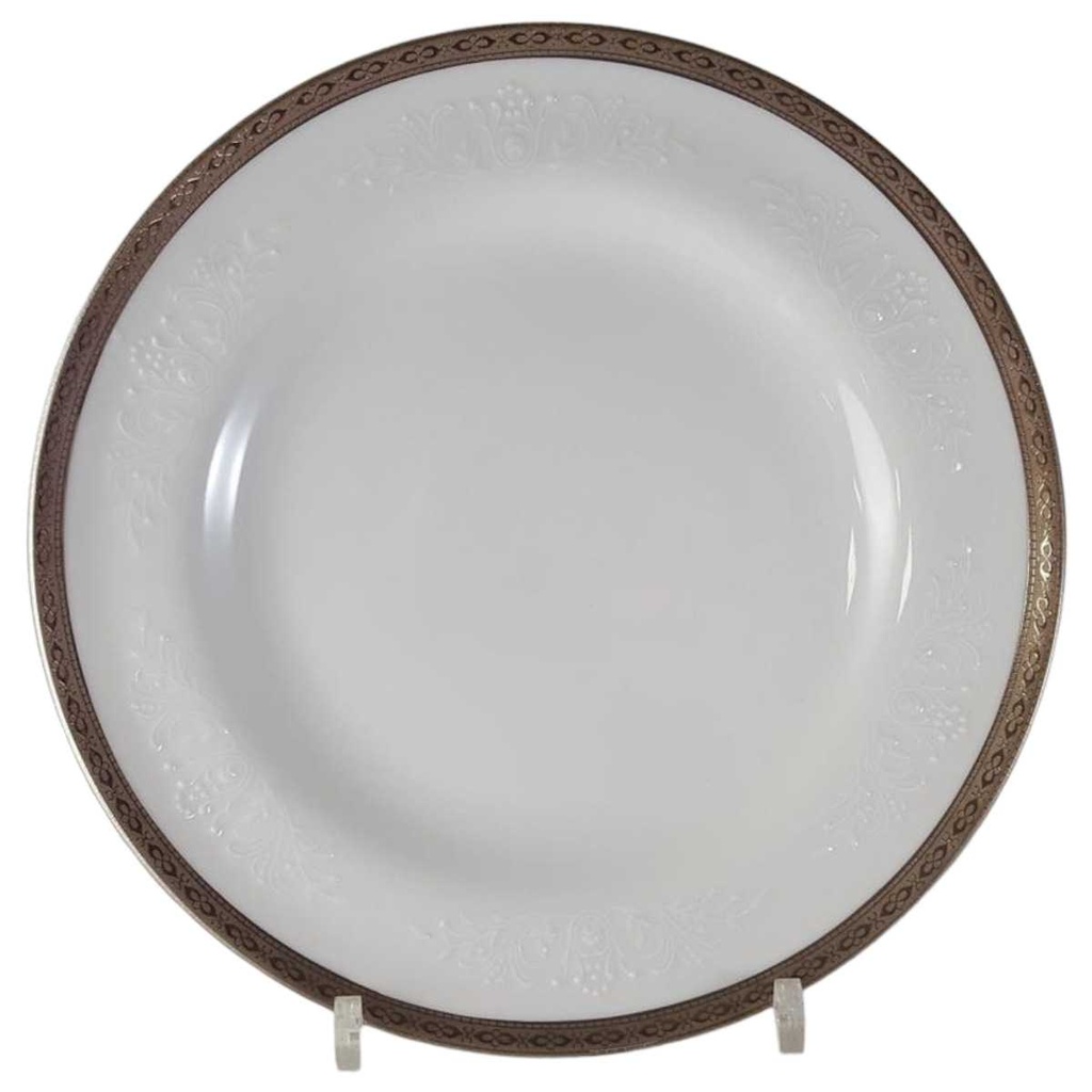 Kuchenteller Dessertteller Frühstücksteller 19,8 cm Zeh Scherzer Reliefdekor Platinrand Weiß gebraucht - gut
