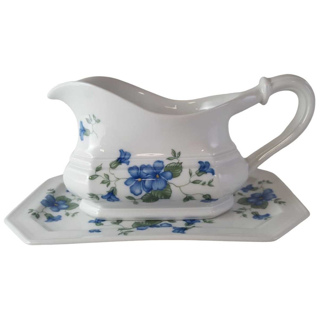 Sauciere mit Teller 2tlg Villeroy & Boch Gallo Leonardo Marie Claire Veilchenblüten gebraucht - gut