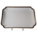 Servierplatte Speiseplatte Fleischplatte Steakplatte 35,3x24,2 cm Hutschenreuther Hohenberg Dekor Schwarz Gold Weiß gebraucht - gut