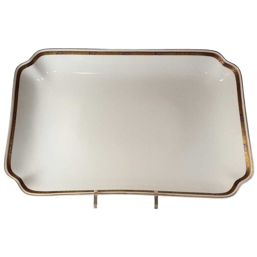 [45813200] Servierplatte Speiseplatte Fleischplatte Steakplatte 44x30 cm Hutschenreuther Hohenberg Dekor Schwarz Gold Weiß gebraucht - gut