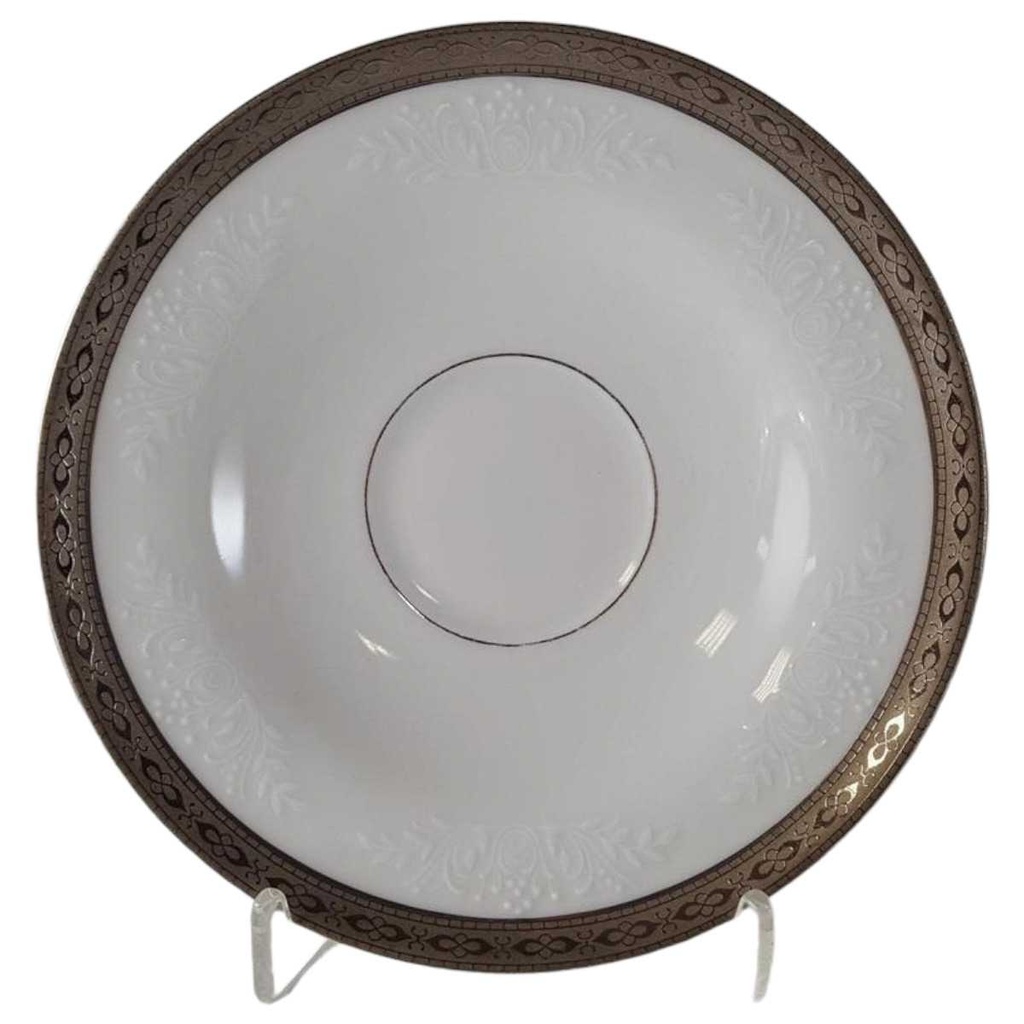 [45813255] Untertasse 15,1 cm Zeh Scherzer Reliefdekor Platinrand Weiß gebraucht - gut