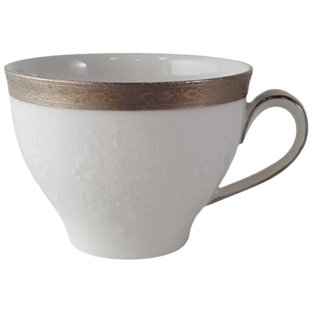 Kaffeetasse Tasse Zeh Scherzer Reliefdekor Platinrand Weiß gebraucht - gut