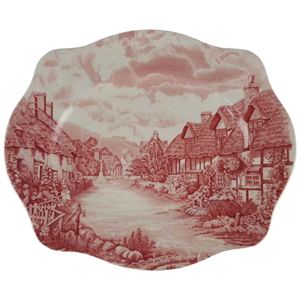 Speiseplatte Steakplatte 26,3x22 cm Johnson Bros Olde English Countryside Rot gebraucht - gut