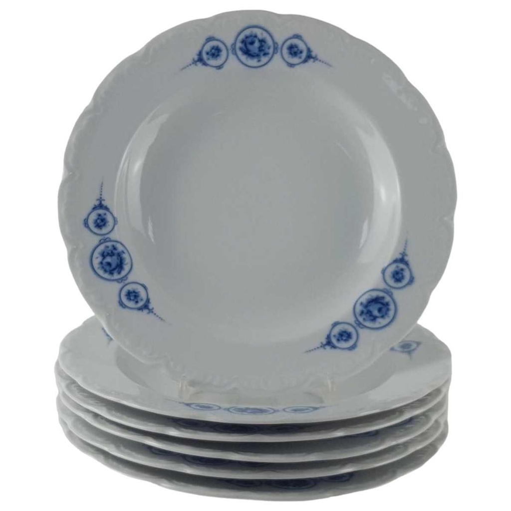 [458132952] Suppenteller 22,7 cm Mitterteich blau Rosen gebraucht - gut