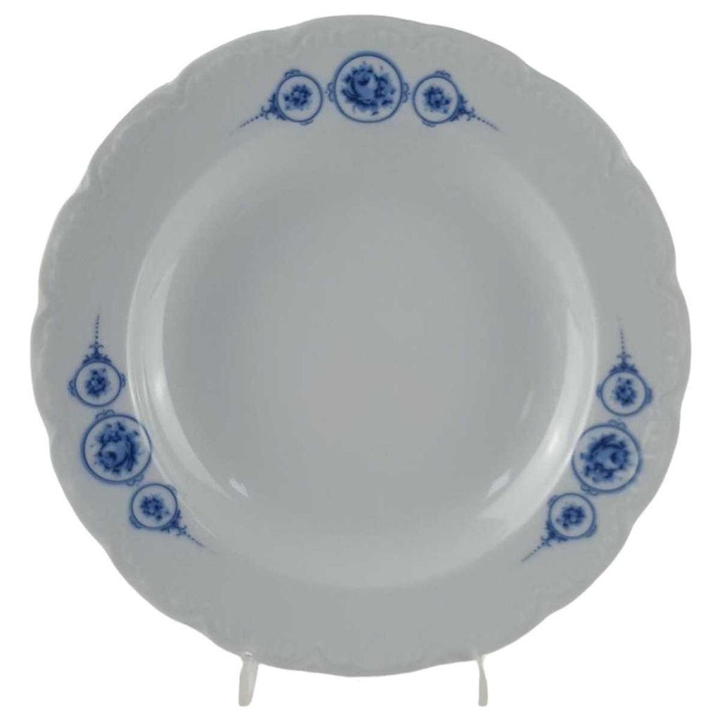 Suppenteller 22,7 cm Mitterteich blau Rosen gebraucht - gut
