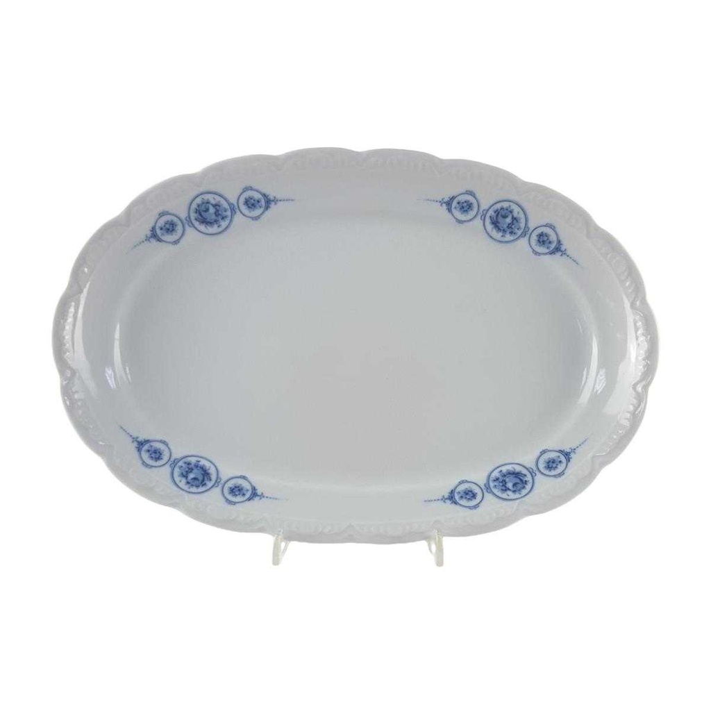 [458132955] Servierplatte Fleischplatte 32x21,6 cm Mitterteich blau Rosen gebraucht - gut