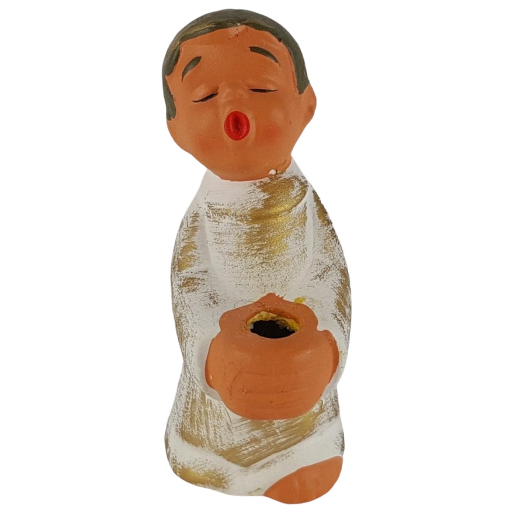 [458132969] Singende Engel Figur Kerzenhalter Keramik Weihnachten H 9 cm