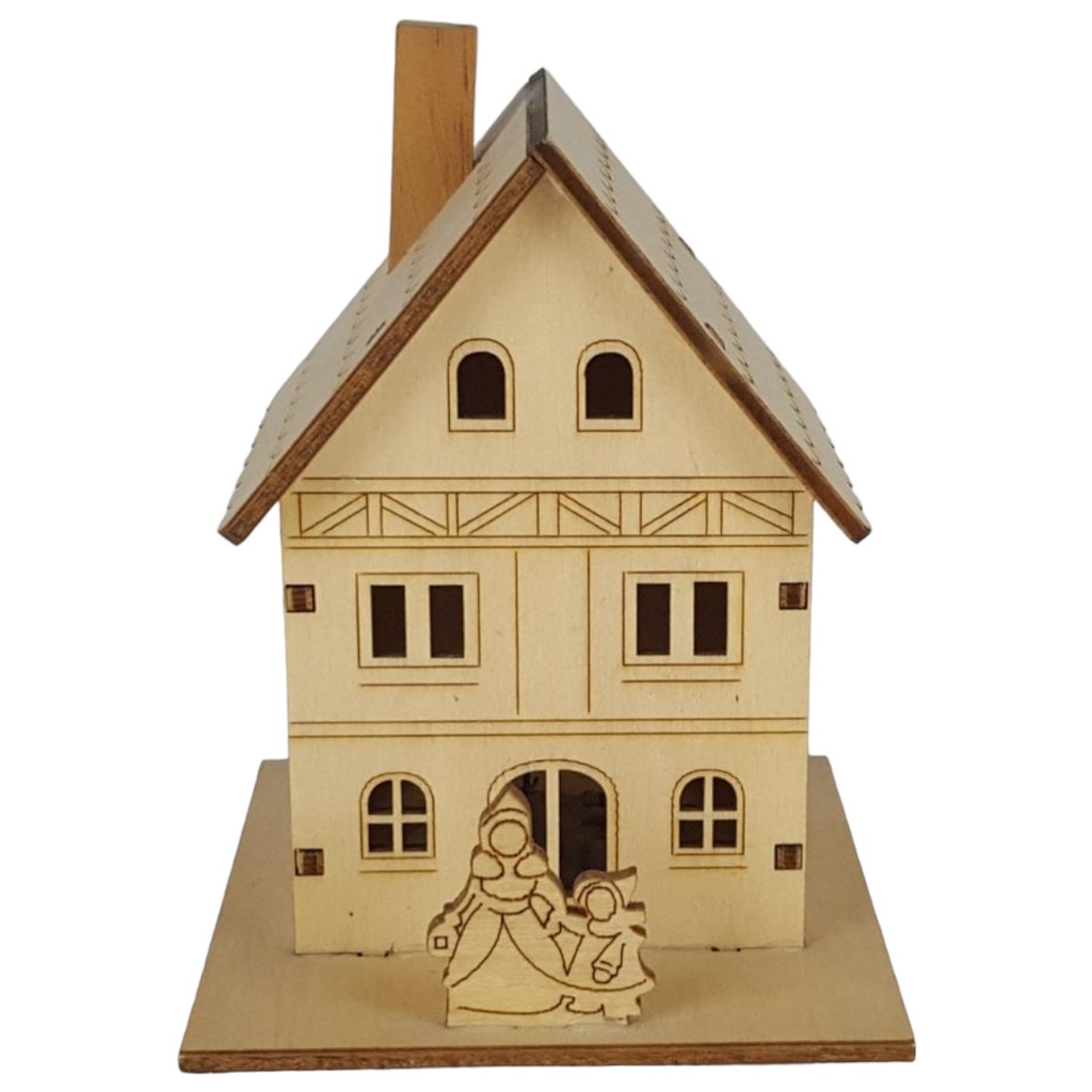 [458133077] Mini Holz Haus mit LED Beleuchtung Weihnachten Fenster Deko H 10,4 cm