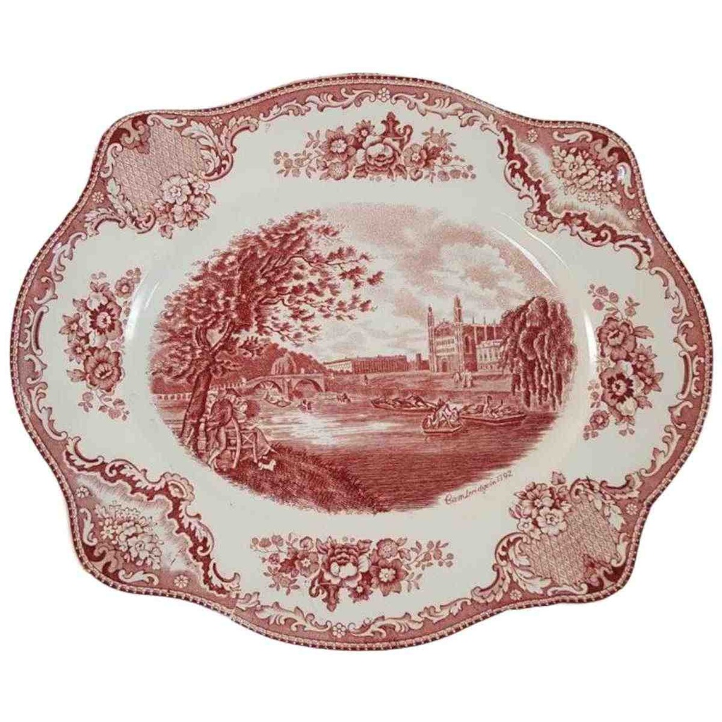 [45813314-1] Servierplatte Speiseplatte Fleischplatte 30x25,2 cm Johnson Bros Old Britain Castles Rot gebraucht - sehr gut