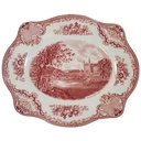 Servierplatte Speiseplatte Fleischplatte 30x25,2 cm Johnson Bros Old Britain Castles Rot gebraucht - sehr gut