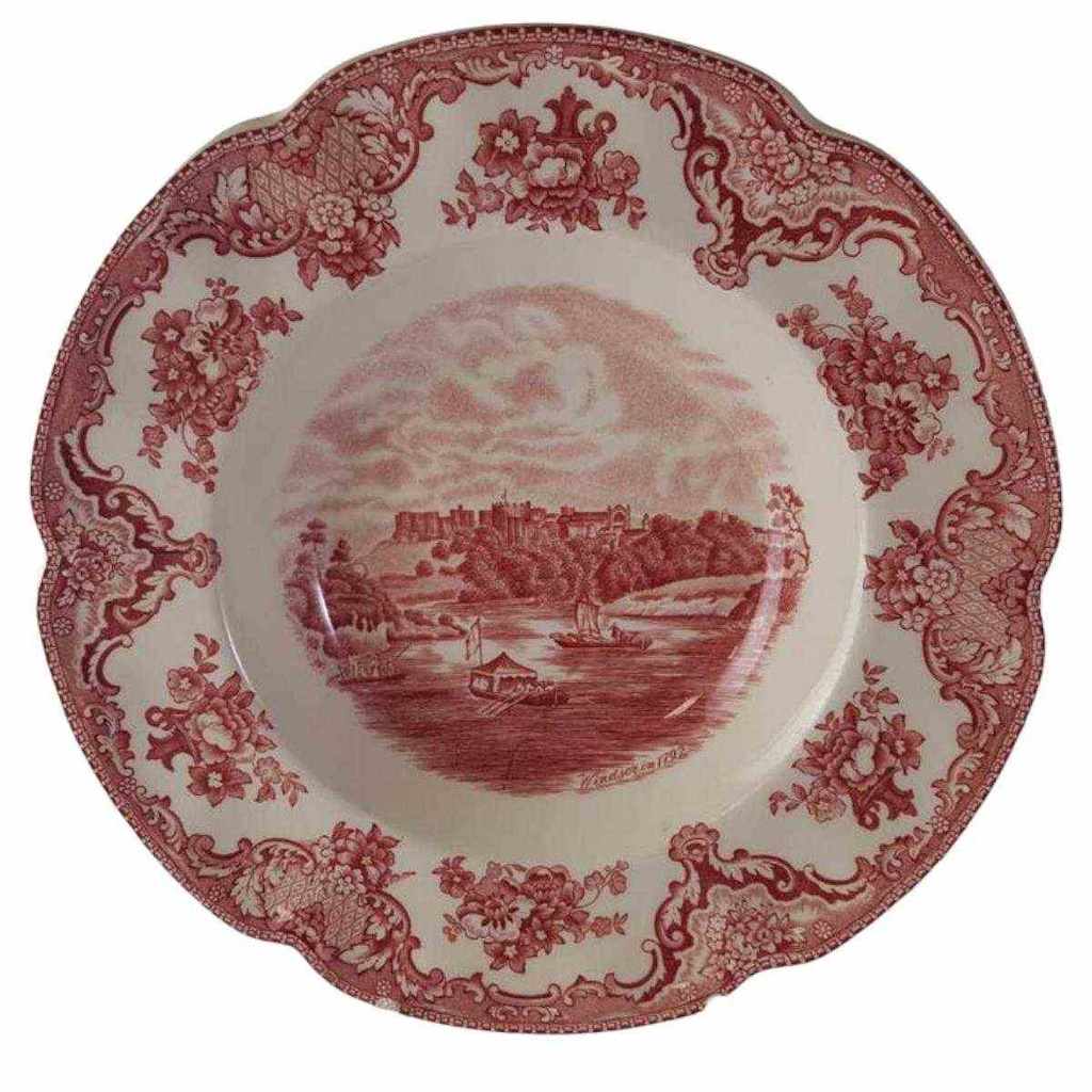 Suppenteller 22,5 cm Johnson Bros Old Britain Castles Rot gebraucht - sehr gut