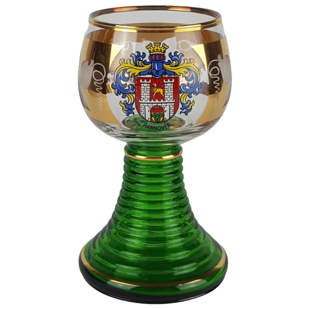 [458133206] Römer Weinglas Andenkenglas Hannover Goldrand H 14,7 cm