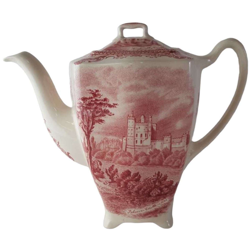 Kaffeekanne 1,1 L Johnson Bros Old Britain Castles Rot gebraucht - sehr gut