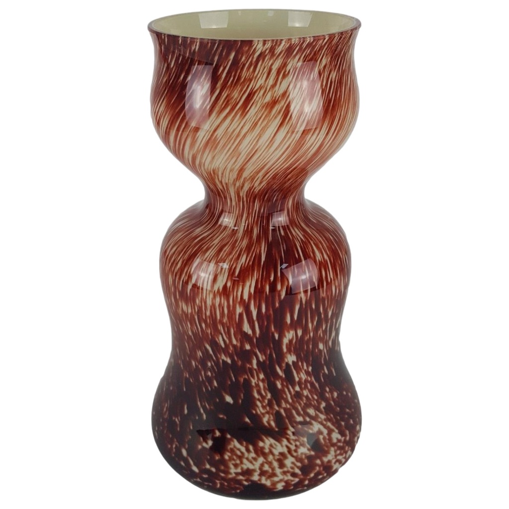 dekorative Blumenvase Glasvase Murano-Stil rot-beige H 23,5 D 12,5 cm