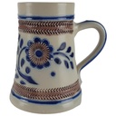 Keramik Salzglasur Bierkrug mit Motiv H 14,5 cm