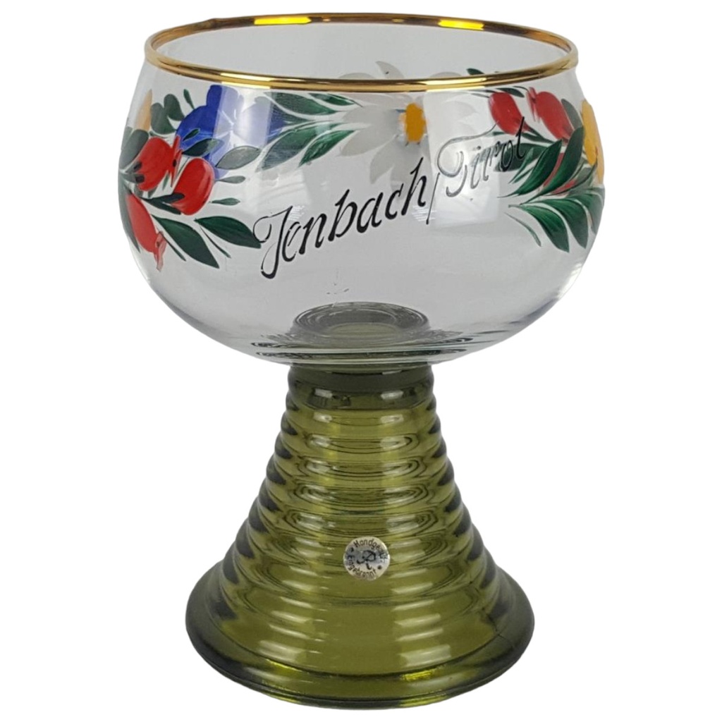 [458133267] Weinrömer Römer Andenkenglas Goldrand Emailbemalung Jenbach Tirol H 12,8 cm