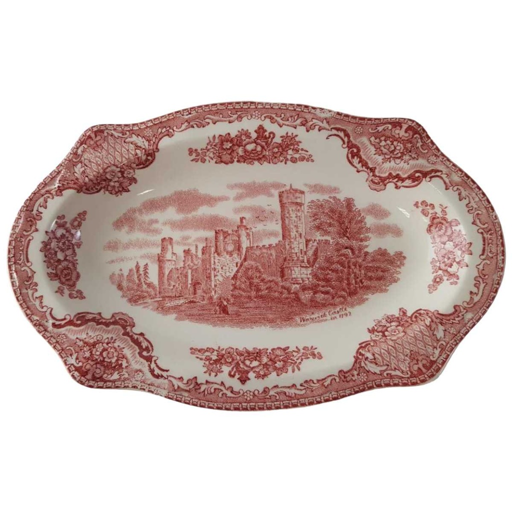 Servierplatte 20,3x13 cm Johnson Bros Old Britain Castles Rot gebraucht - sehr gut