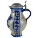 Westerwald Krug mit Zinndeckel Salzglasur signiert H 26,2 cm