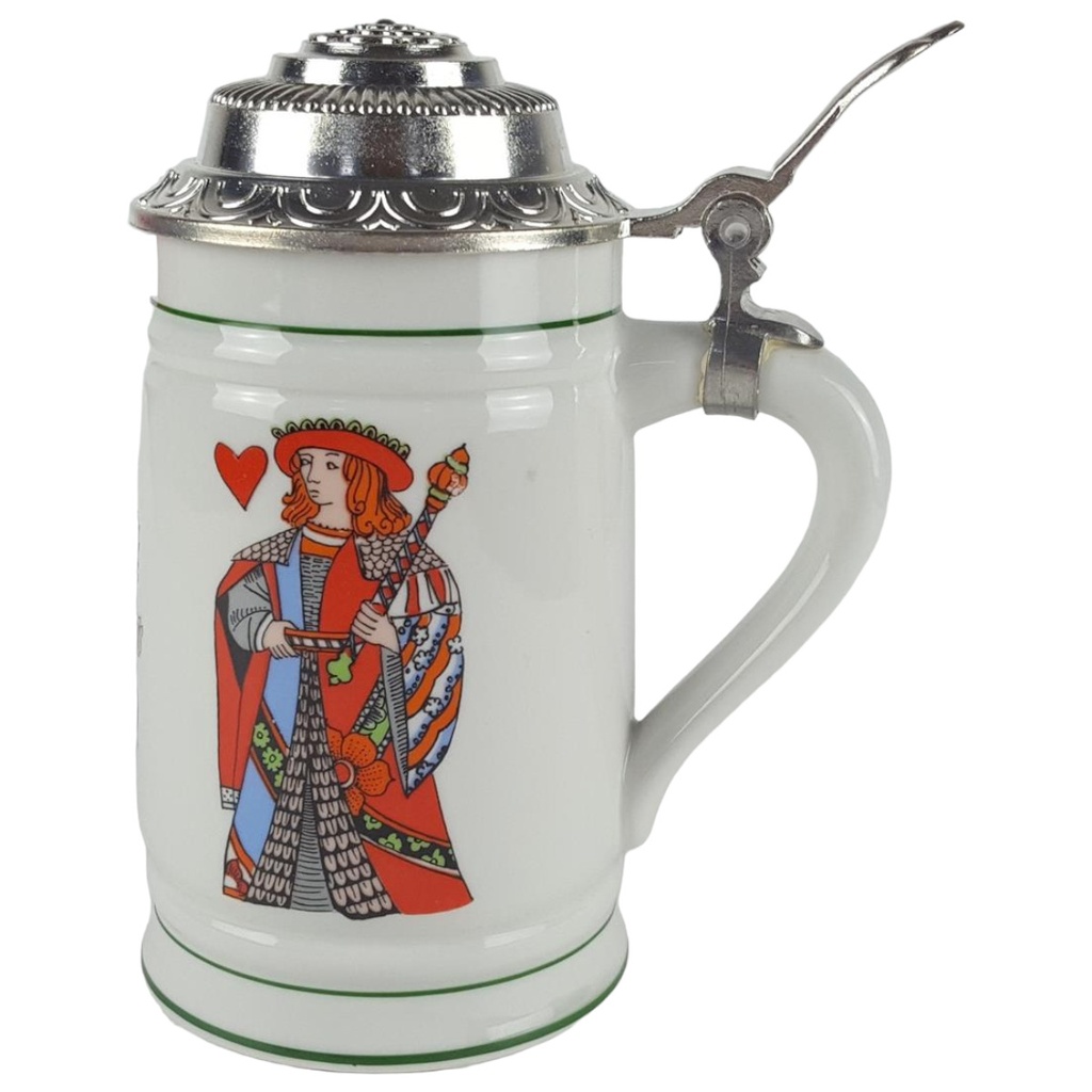 [458133288] Porzellanfirma Wagner & Apel Bierkrug Bierseidel mit Zinndeckel H 18 cm