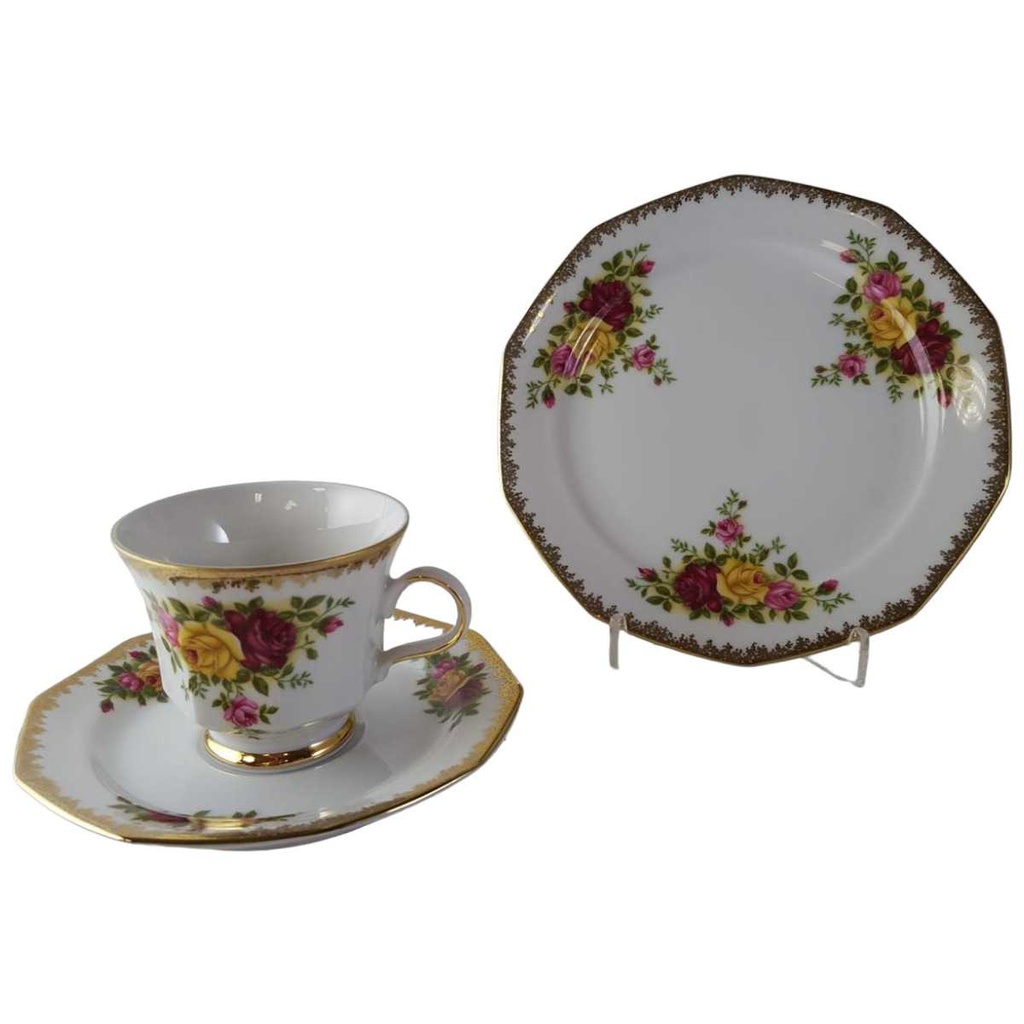 Sammelgedeck Goldrand 3tlg Winterling Marktleuthen bunte Rosen gebraucht - sehr gut