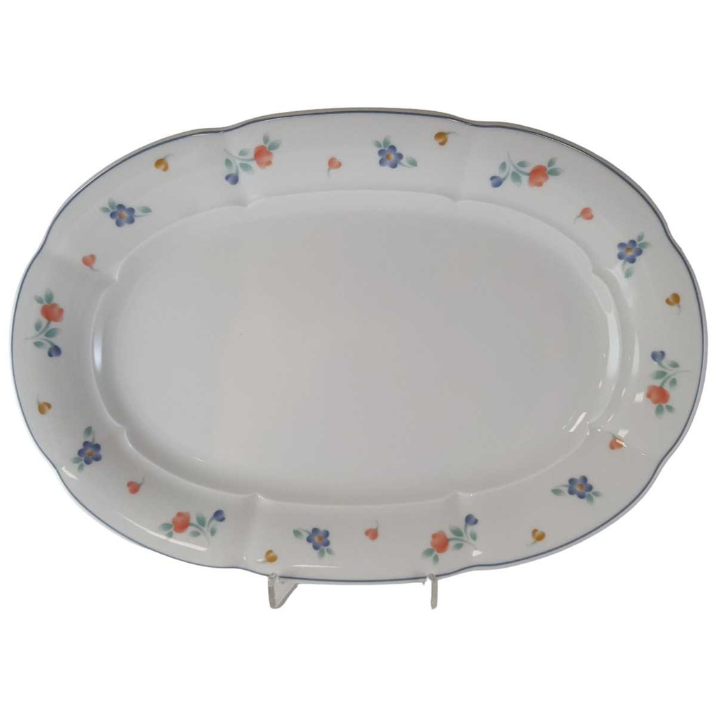 [45813356] Servierplatte Speiseplatte Fleischplatte Steakplatte 32,5x22,5 cm Mitterteich Form 2250 Stefanie Blümchen Blaurand gebraucht - gut