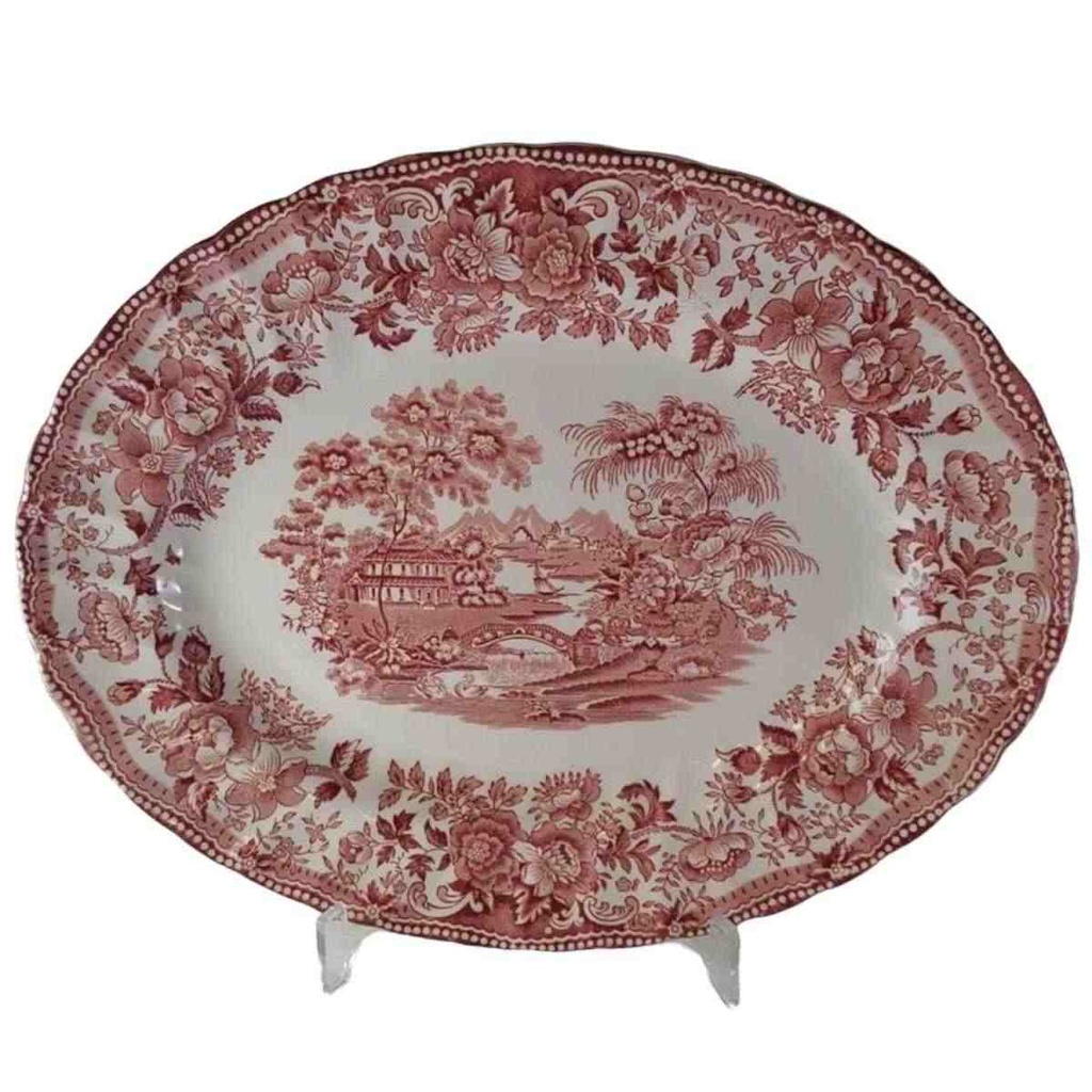 Servierplatte Speiseplatte Fleischplatte 31,5x25 cm Myott Tonquin Rot gebraucht - gut