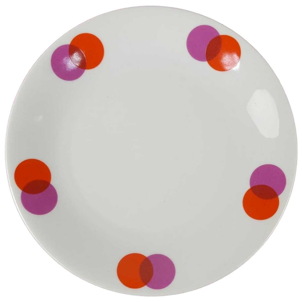 Kuchenteller Dessertteller 19 cm Seltmann Weiden Rot Lila Kreise gebraucht - gut