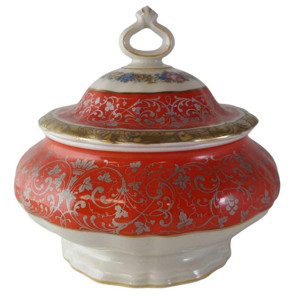 [45813448] Bonboniere Goldrand Rosenthal Chippendale bunte Blumen rot mit Dekor 2639 gebraucht - gut