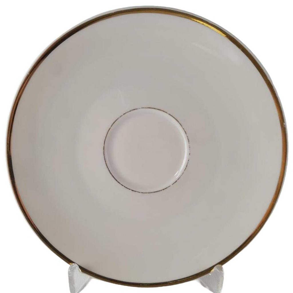 [45813486] Untertasse für Tee Goldrand 15 cm Tirschenreuth 3 mm Elfenbein Beige
