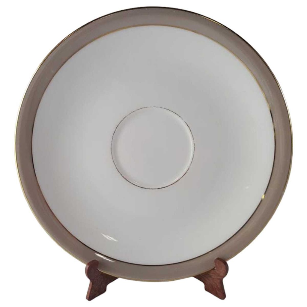 [45813578] Untertasse für Kaffee Goldrand 14,5 cm Hertel Jacob Rehau grau gebraucht - akzeptabel
