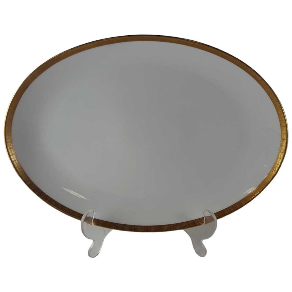 Servierplatte Speiseplatte Fleischplatte Steakplatte Goldrand Golddekor 31,7x22,7 cm Eschenbach Alte Formen W5945 gebraucht - gut