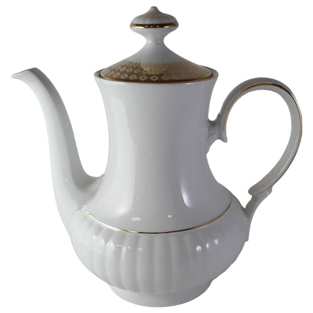 Kaffeekanne Golddekor 1,4 L Mitterteich Form 527 weiß mit