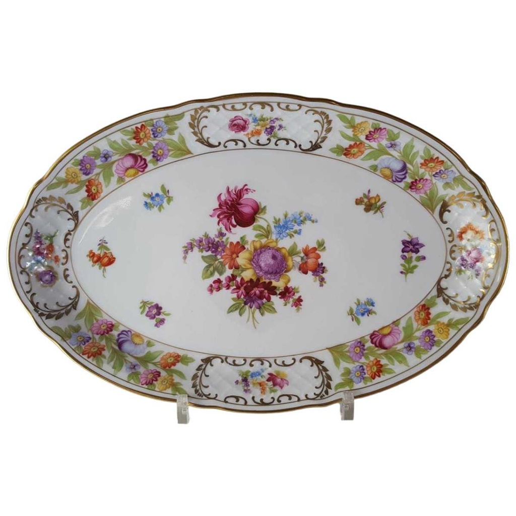 [45813622] Speiseplatte 30,7x19,8 cm Schumann Arzberg Form Dresden Dresdner Blume Empress