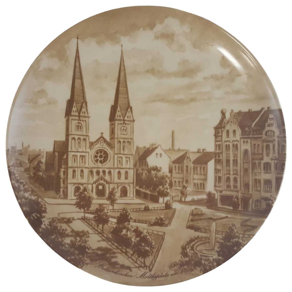 Heimatteller Sammelteller AK Kaiser Porzellan Wandteller Gelsenkirchen 5.Motiv Moltkeplatz um 1900 gebraucht - sehr gut