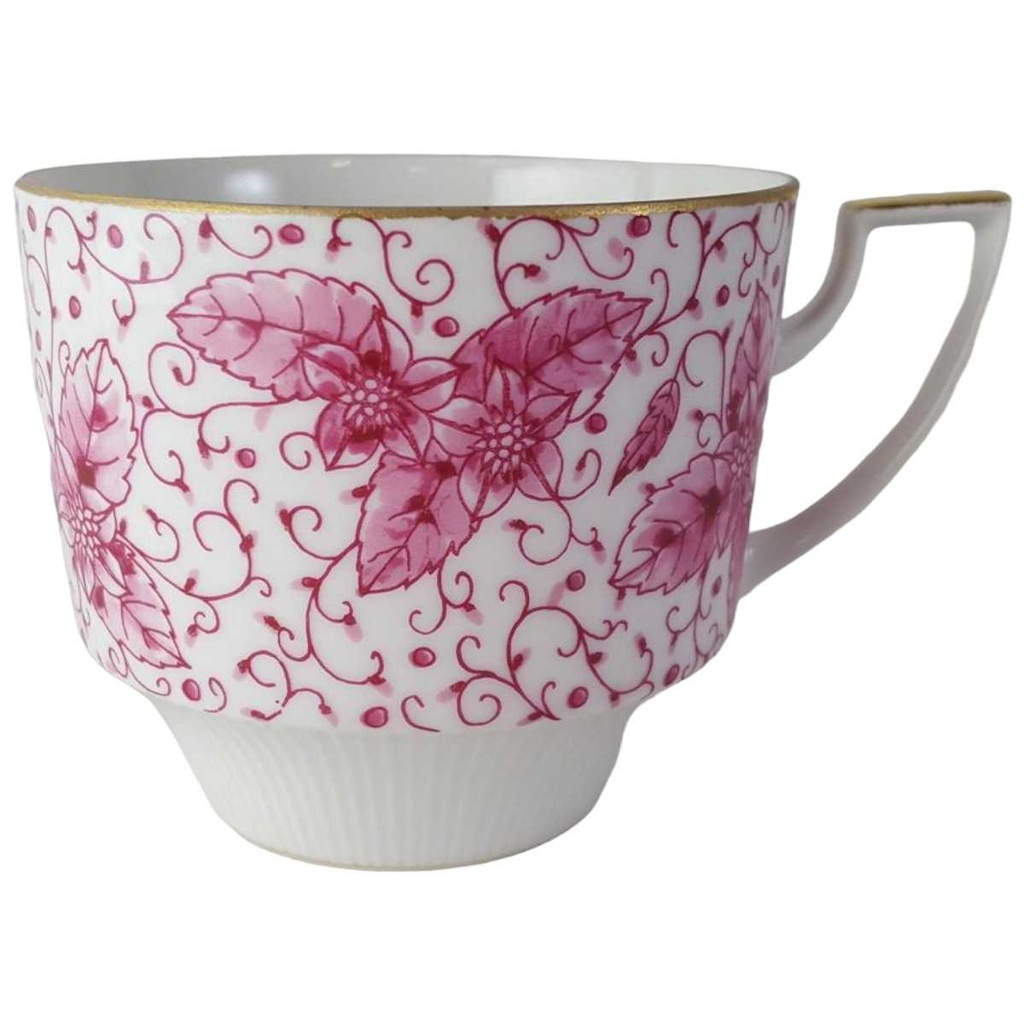 [45813692] Kaffeetasse Tasse Goldrand Pirkenhammer Rosa Blumendekor Blumen