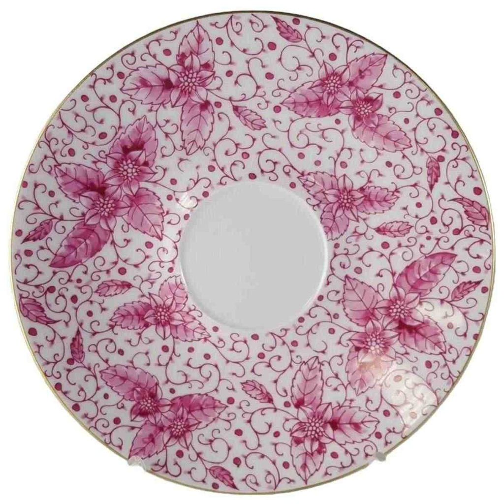 [45813693] Untertasse für Kaffee Goldrand 15 cm Pirkenhammer Rosa Blumendekor Blumen