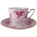 Kaffeetasse mit Untertasse Tasse Goldrand 2tlg Pirkenhammer Rosa Blumendekor Blumen