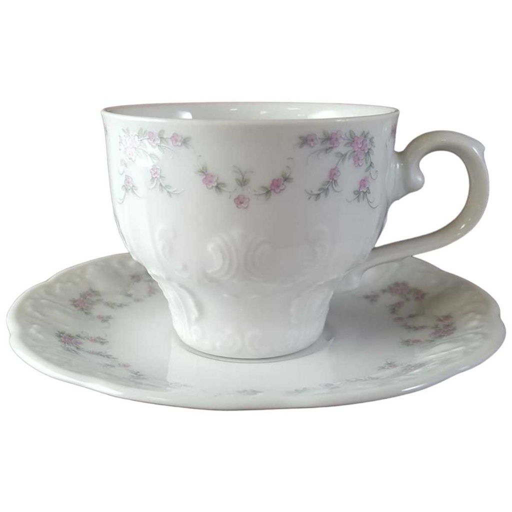 Mokkatasse mit Untertasse Kaffeetasse Tasse Espressotasse Mitterteich Rosa gebraucht - sehr gut