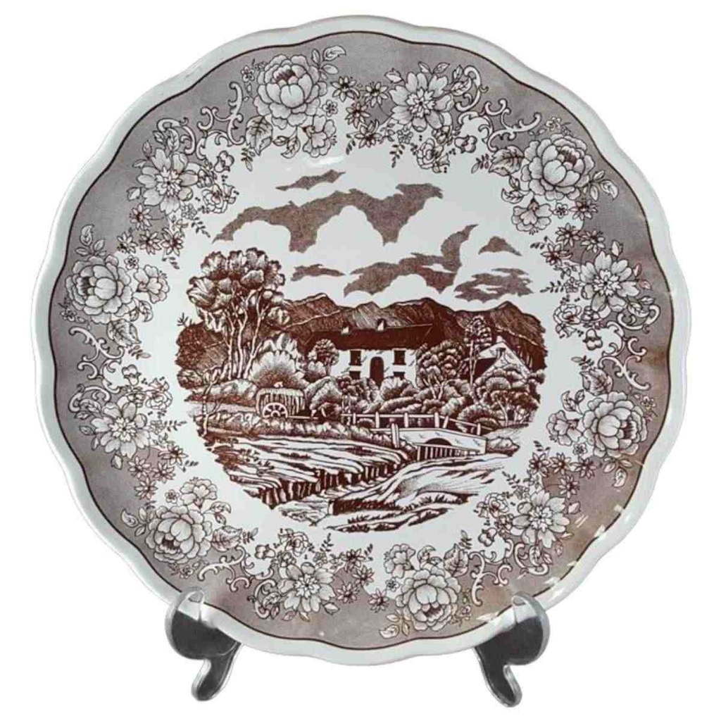 [45813706] Servierplatte Tortenplatte Tortenständer N.F N.F. Italy Swiss Landscape Braun gebraucht - gut