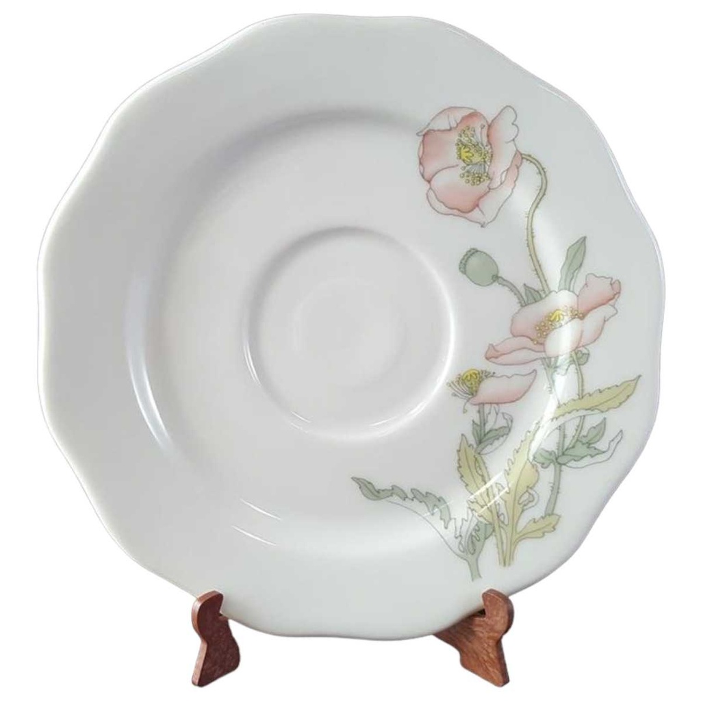 [45813728] Untertasse für Kaffee Tee/Kaffee 15,3 cm Villeroy & Boch Gallo Secunda Roter Mohn gebraucht - akzeptabel