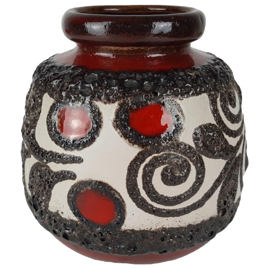 [458137998] Scheurich Keramik Fat Lava Vintage Retro 60er Jahre Blumenvase H 19 D 17 cm