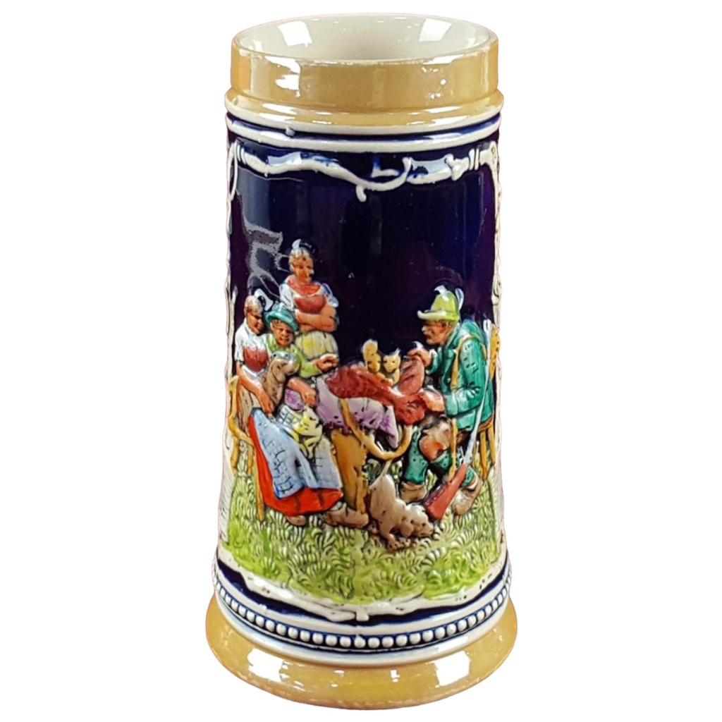 [458138001] Relief Krug ohne Deckel Bierkrug Sammlerkrug H 17,7 cm