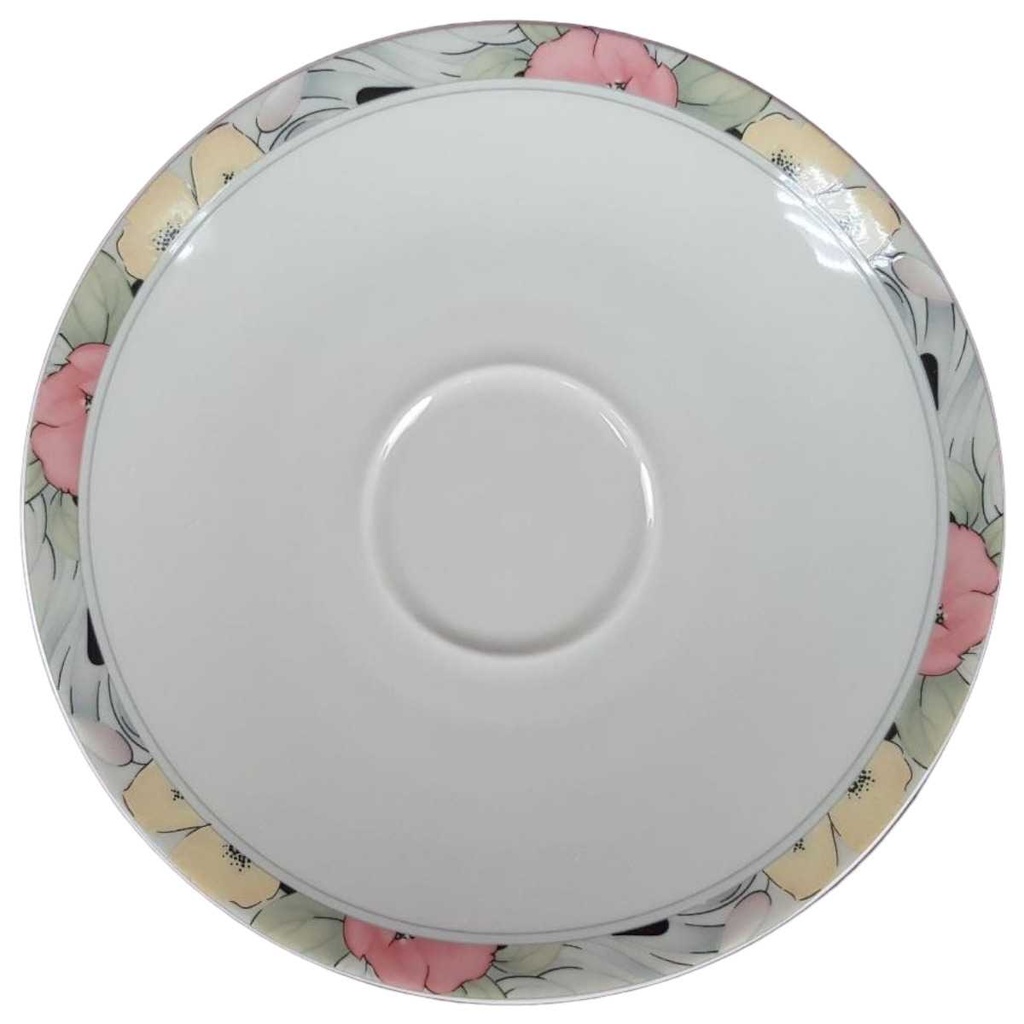 [458138002] Untertasse für Kaffee 14,5 cm Marienbad Ingres Weiss Blumendekor Blumen gebraucht - gut