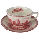 Teetasse mit Untertasse Tasse Johnson Bros Old Britain Castles Rot