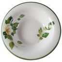 Kuchenteller Schale Dessertteller Frühstücksteller Salatschale 16 cm Tiffany Boutique Italy weiße Blume mit Grünrand gebraucht - sehr gut
