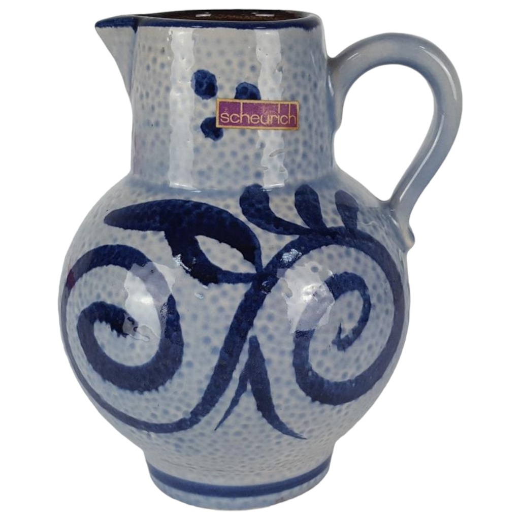 Scheurich Steingut Kanne Krug Salzglasur blau H 17,5 cm