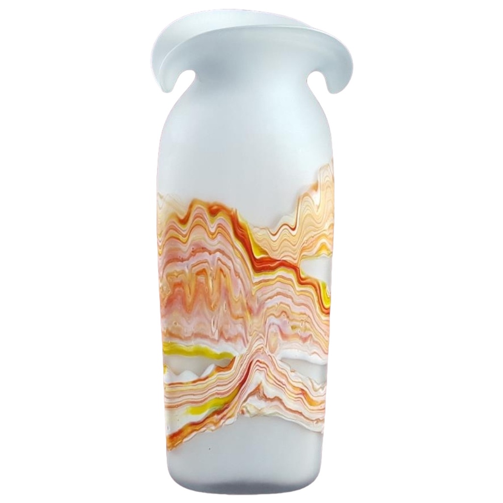 [458138231] bunte Hartglas Blumenvase Glasvase H 29 cm